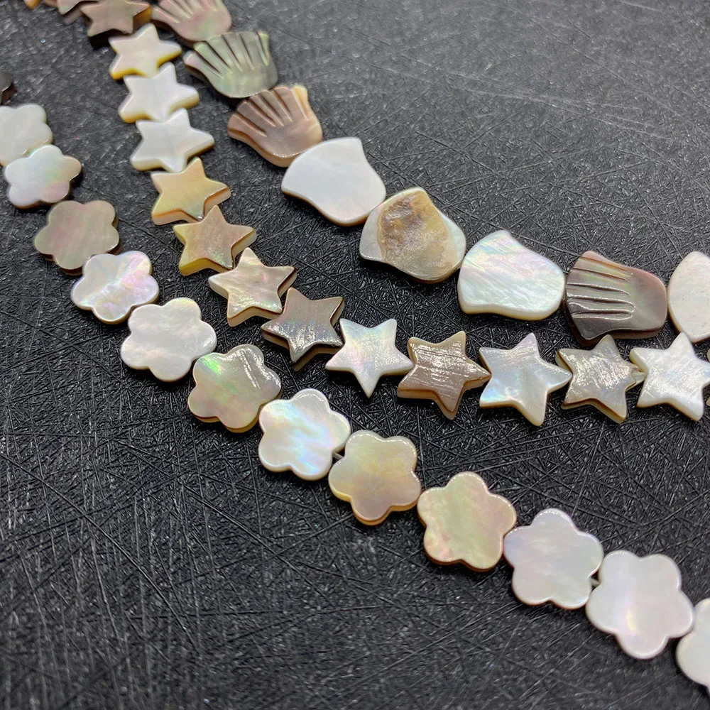 Natural Black Shell Beads Carved Jewelry Pearl Shell Loose Beads for DIY Handmade Hairpin Brooch Earring Jewelry Making