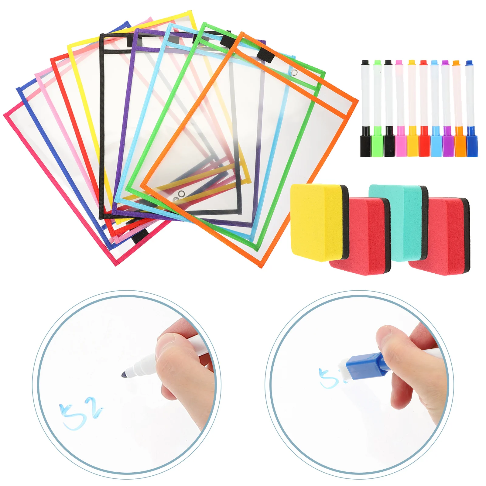 1 مجموعة 1 مجموعة واضح الجاف محو جيوب قابلة لإعادة الاستخدام مقاوم للماء بولي كلوريد الفينيل المحمولة ورقة حامي للمعلمين الطلاب الاستخدام اليومي ملف العرض #2