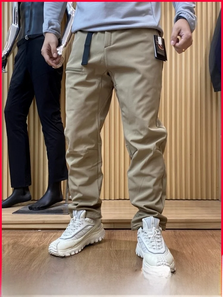 

High-End 4D Tailored Men's Winter Casual Fce-Lined Thiened Windproof Waterproof Cargo Pants Straight Leg Zipper mid Waist