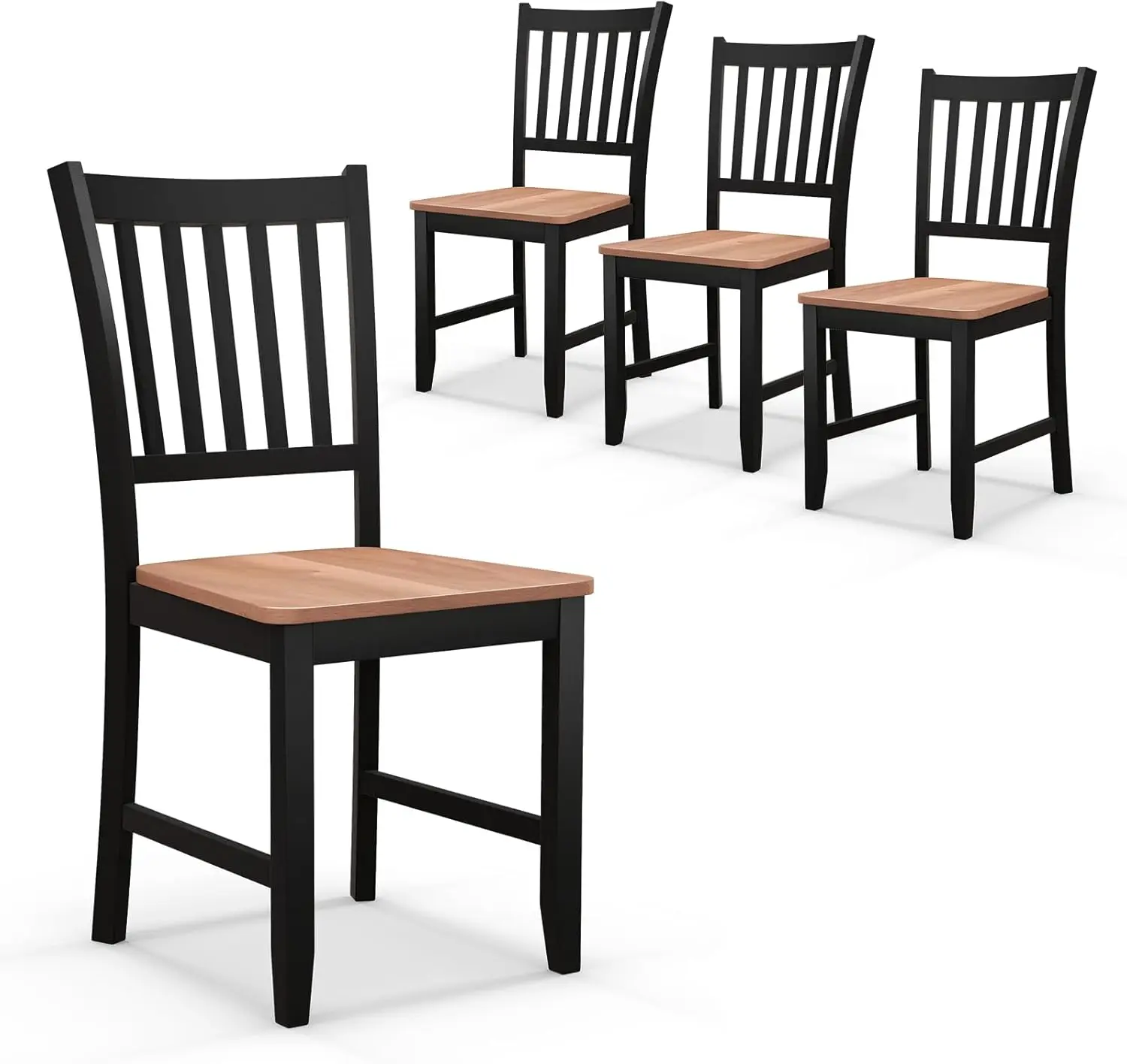 

Giantex Wooden Dining Chairs Set Of 4, Farmhouse Kitchen Chair With Rubber Wood Legs, Easy To Assemble Armless Dining Side