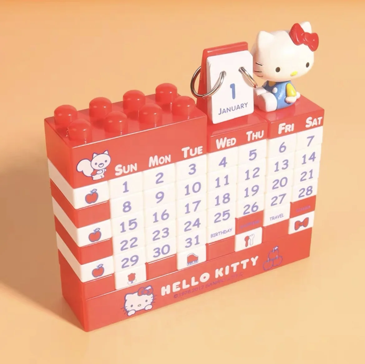 Sanrio Anime Hello Kitty Creative Assembly Block Building Calendar Cute Cartoon Doll DIY Table Calendar Kids Puzzle Toy Gift