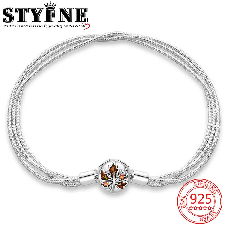 2024 New Maple Leaf Collection Bracelet Triple Chain Skinny and Exquisite Bracelet Fit Original Charm Women Jewelry