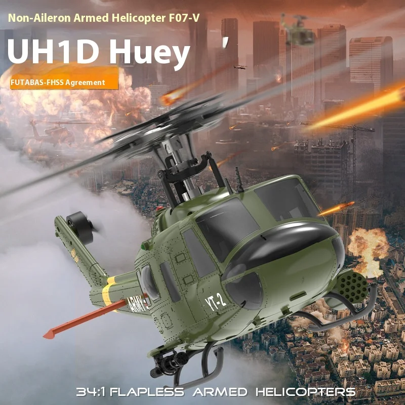 New Yuxiang F07 Uh1d Realistic Remote Control Helicopter Six Channel 3d Stunt Helicopter High Simulation Model Airplane Gifts