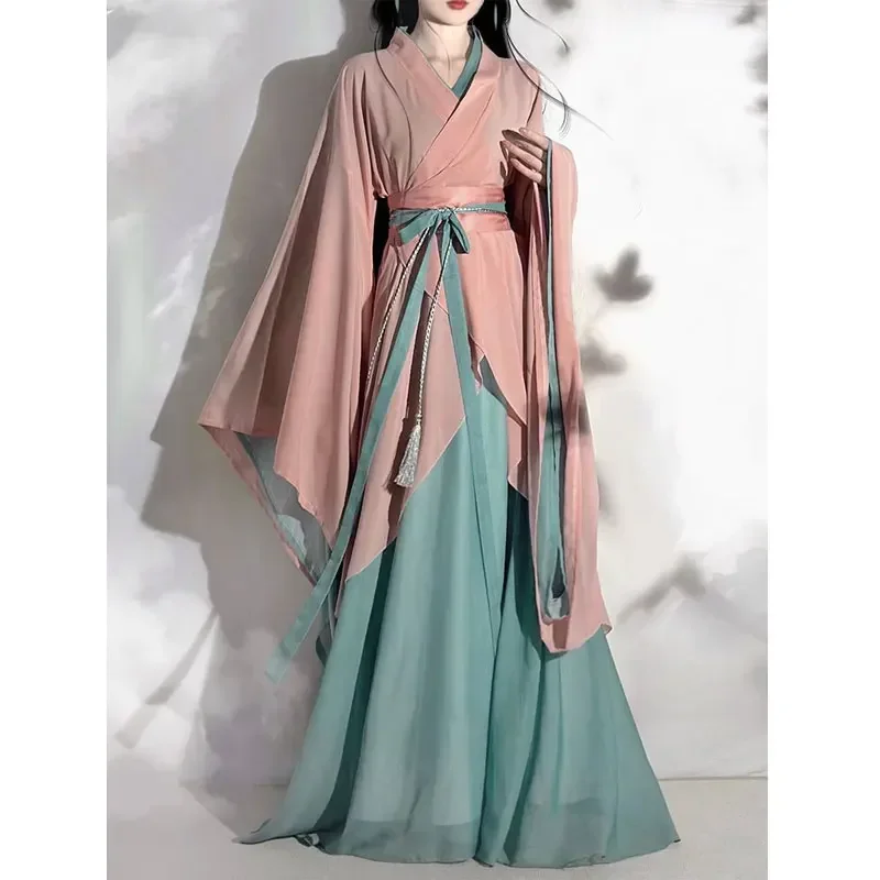 Chinese Hanfu Women Chinese Traditional Cosplay Costume Fairy Ancient Clothing Pink Green Dress Birthday Party Daily Work Wear