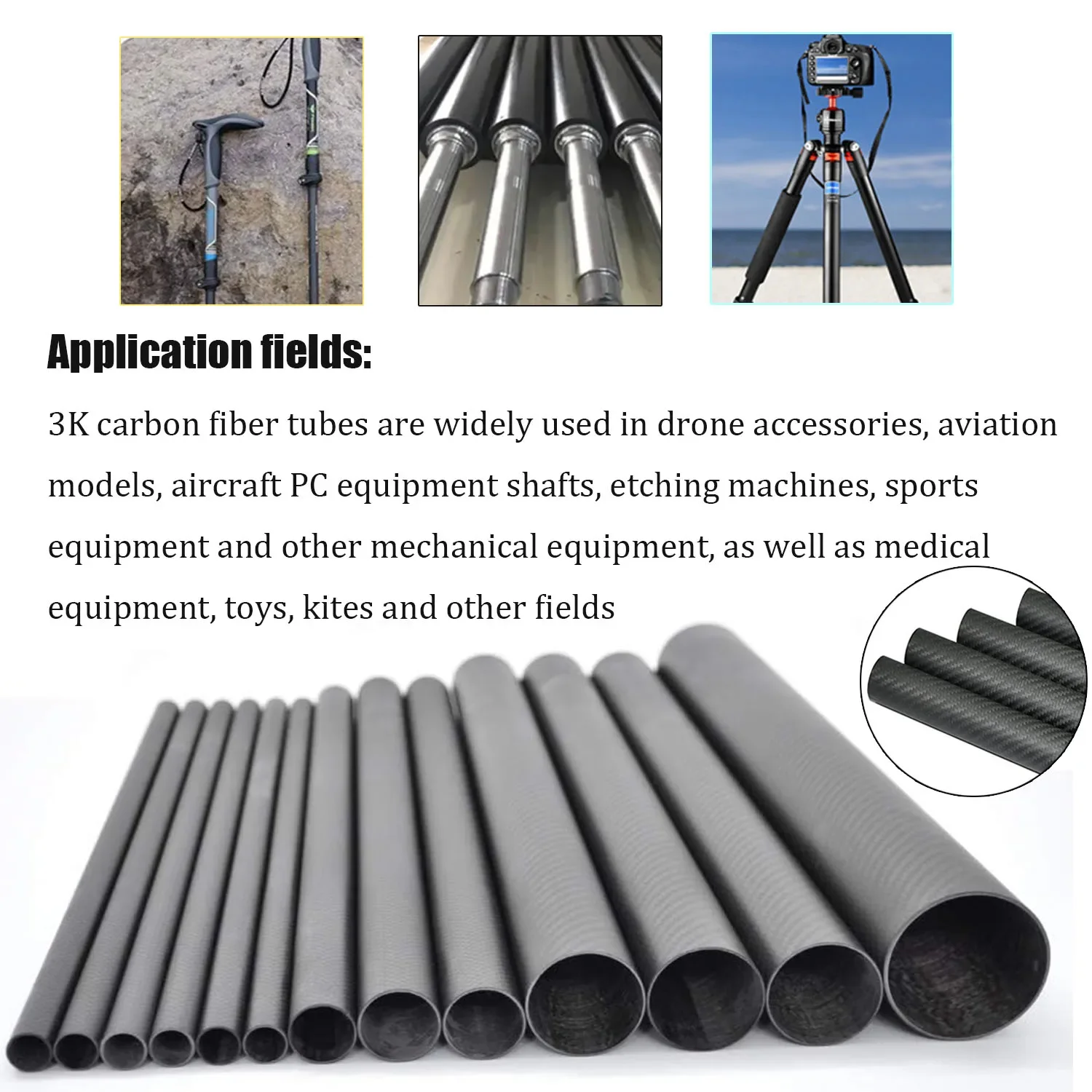 1 pz Lunghezza 250/500mm Tubo In Fibra di Carbonio Materiale Composito Ad Alta Durezza 3K Twill Opaco OD5-28mm Tubi Per accessori drone