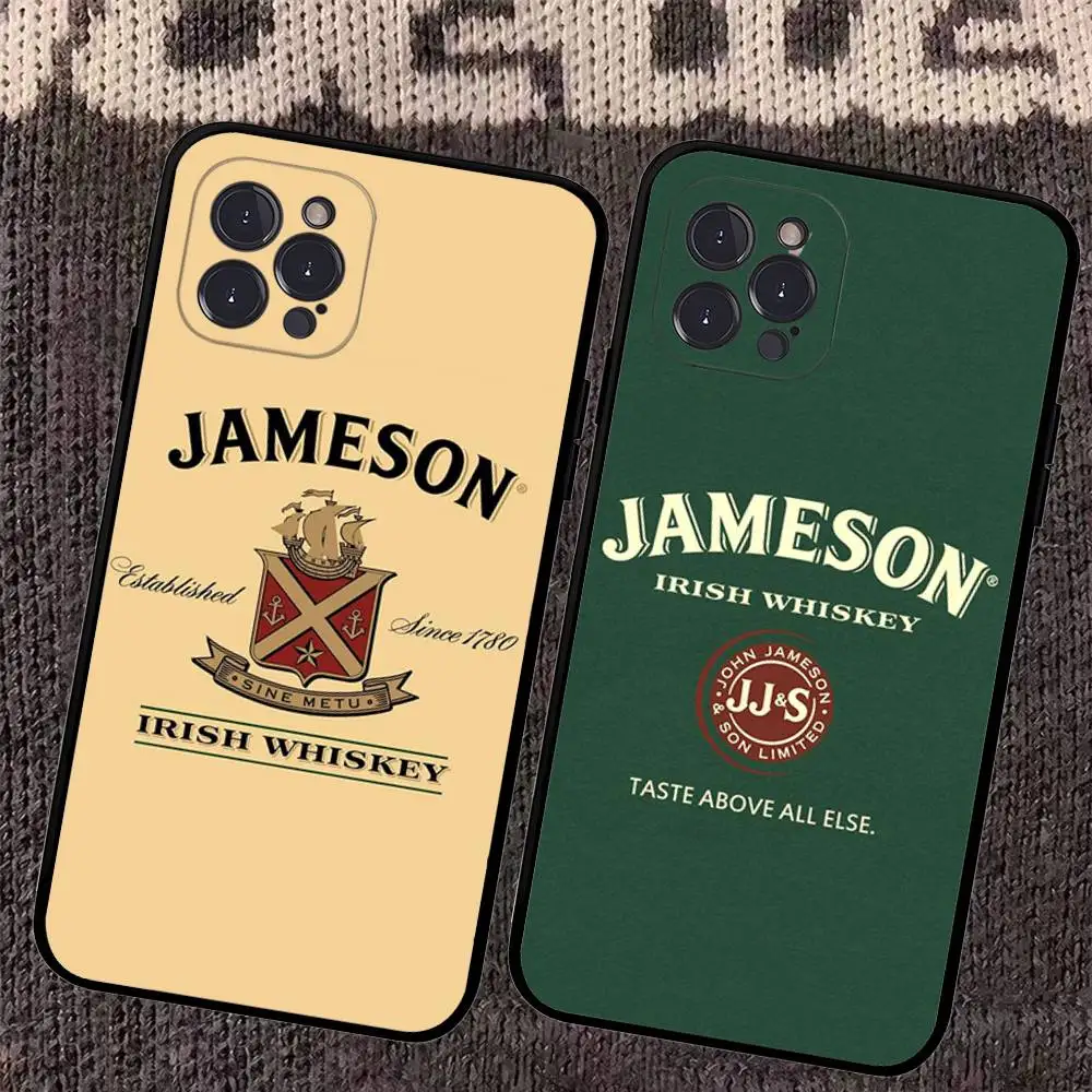 Funda de Silicona Negra con Logotipo de Jameson para iPhone 17 16 15 14 13 12 11 Pro Max Plus Mini
