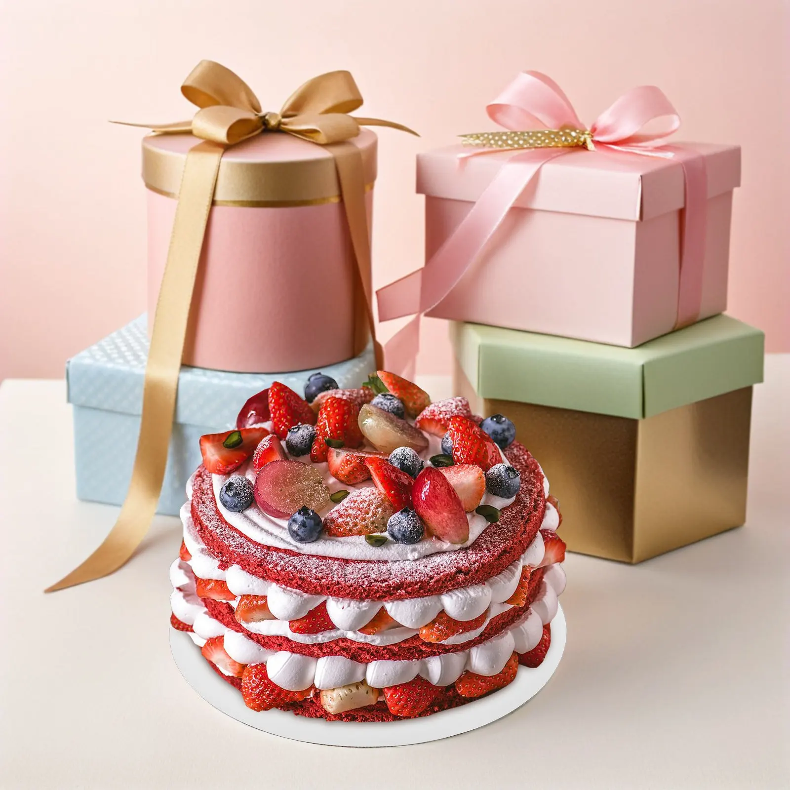 25Pcs Round White Cake Boards 12 Inch Sturdy Corrugated Cardboard Cake Trays Greaseproof Dessert Presentation Base Platter