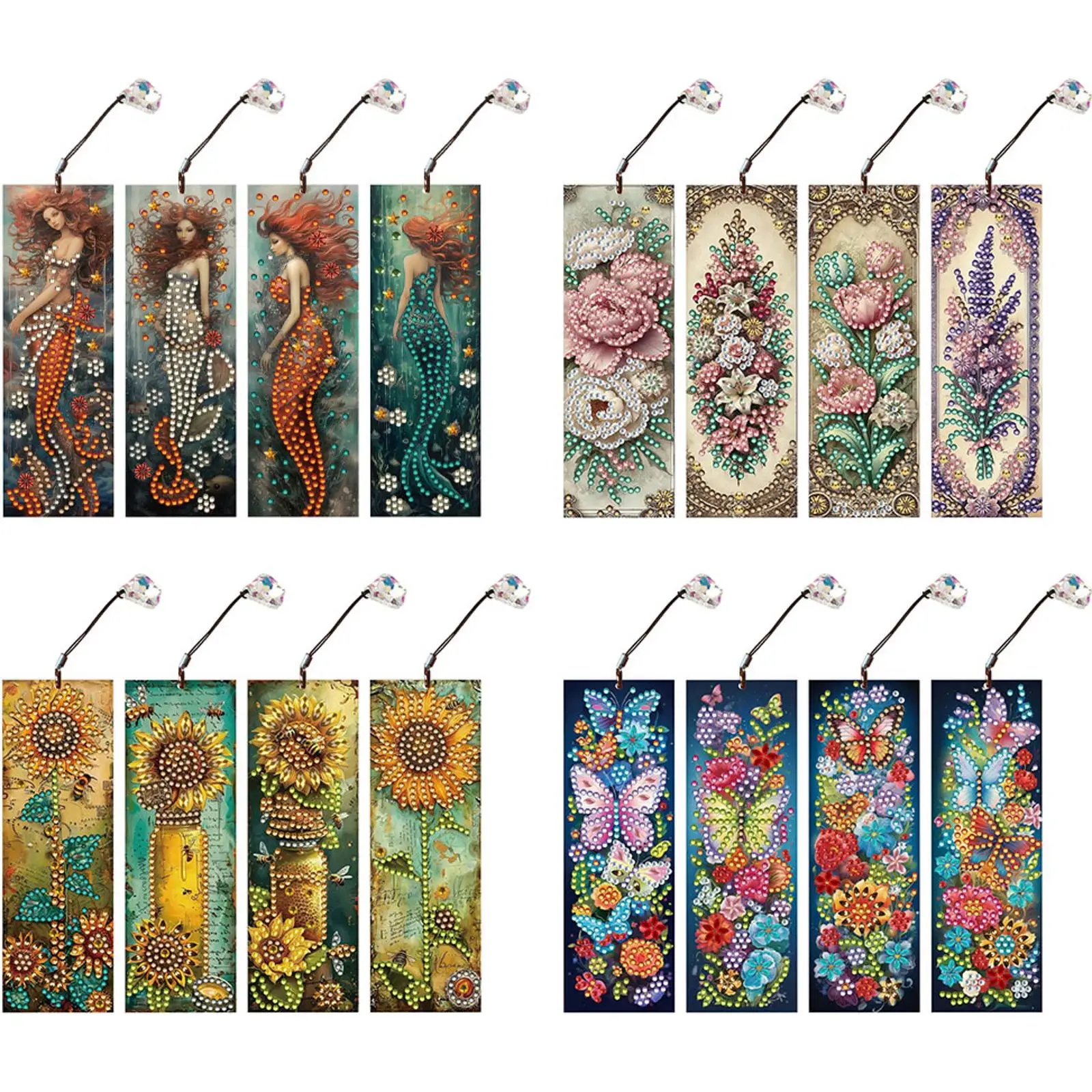 

4Pcs Animal DIY Diamond Painting Bookmark Diamond Bookmark Art Projects Diamond Painting Art Bookmarks for Reading Enthusiasts