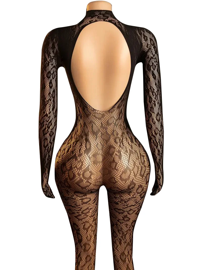 Women Erotic Costumes Sexy Body Stocking Leopard Bodysuit Lingerie Baby Dolls Dress Underwear Chemises Catsui Exotic Outfit view 4