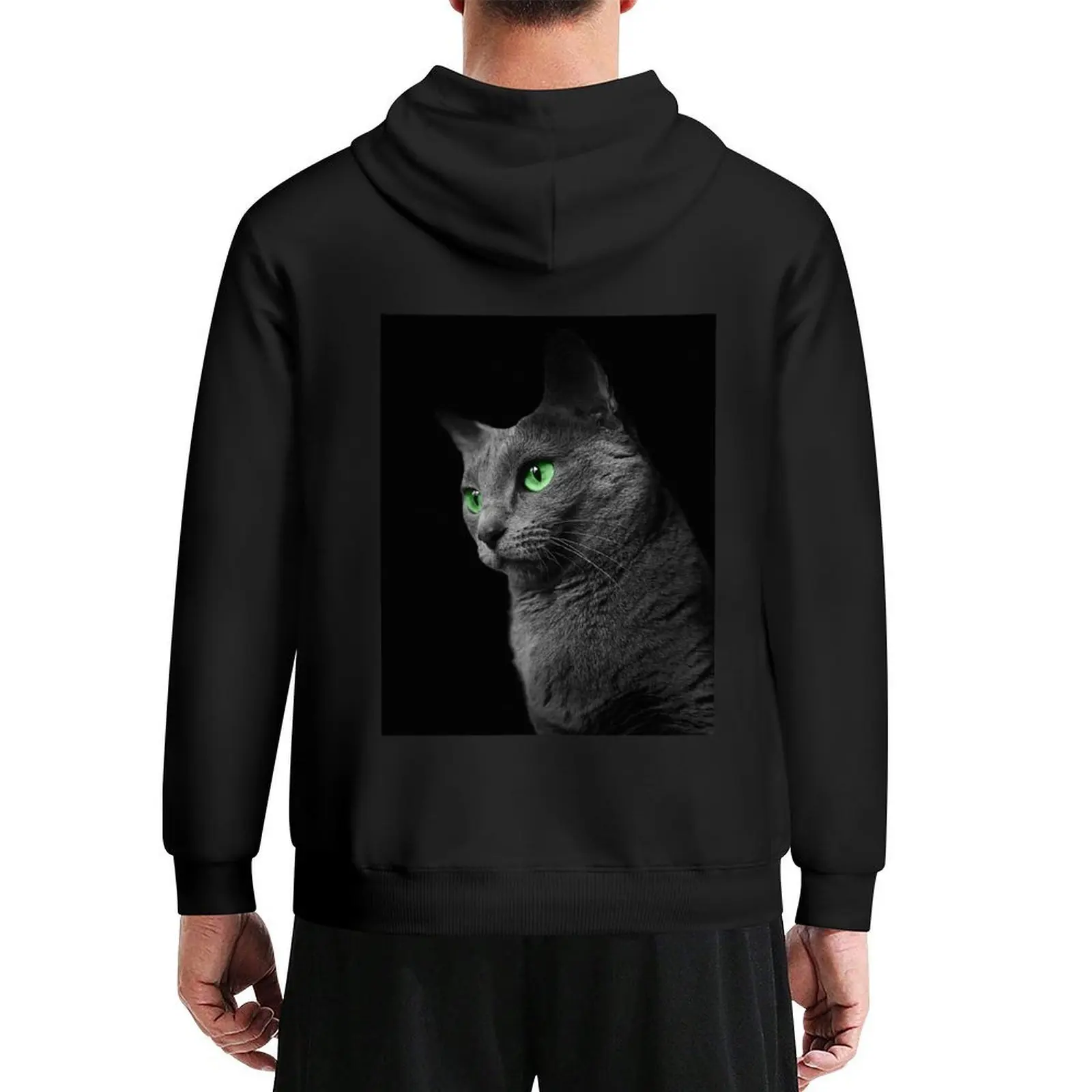 

Miss Green Eye. The beautiful Russian Blue. Hoodie hooded shirt men's sweat-shirt set clothes for men autumn men's hoodies