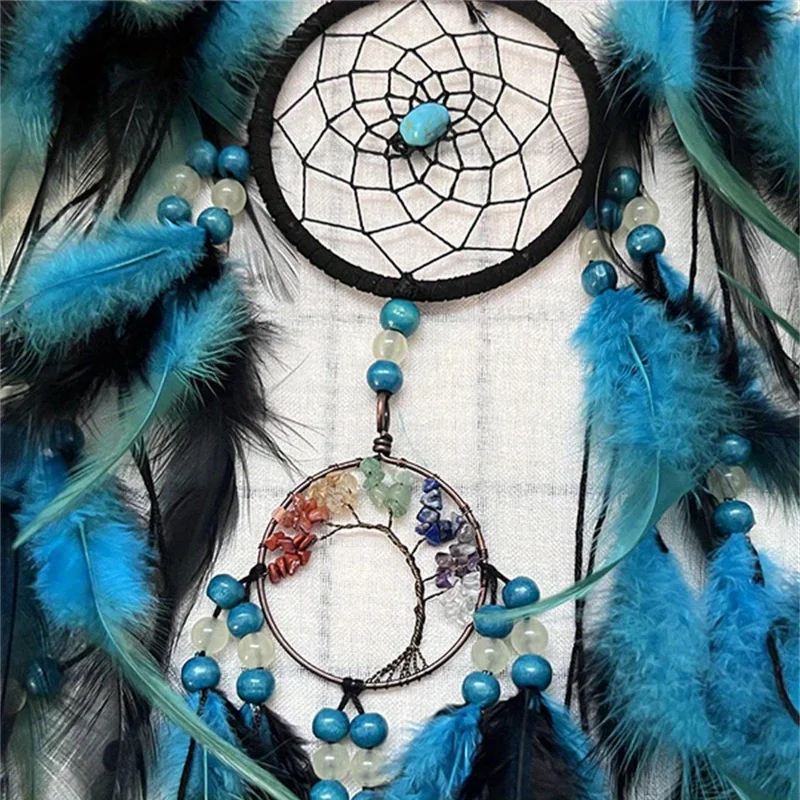 1pcs Blue Life Tree Feather Dream Catcher, Bohemian style home decoration, wall decoration, new home gifts