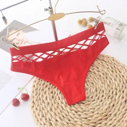 여성 T 바지 속옷 섹시한 Fishnet 구멍 중공 스포츠 여성 삼각형 끈 팬티 피트니스 섹시한 속옷 여성 원활한