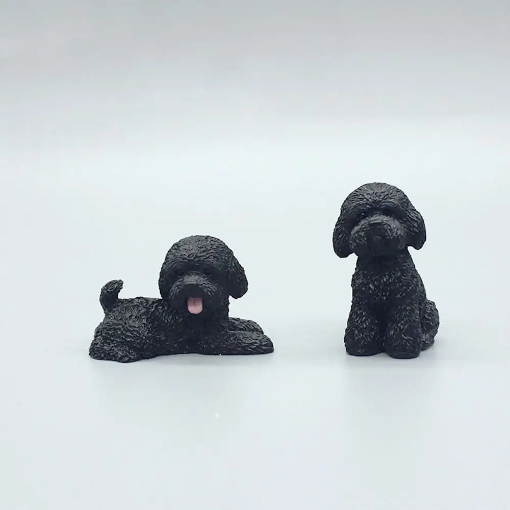 Figuras de perro caniche de simulación, artesanías de resina, modelo de cachorro, Mini adorno de Animal, estatuilla en miniatura, decoración de escritorio