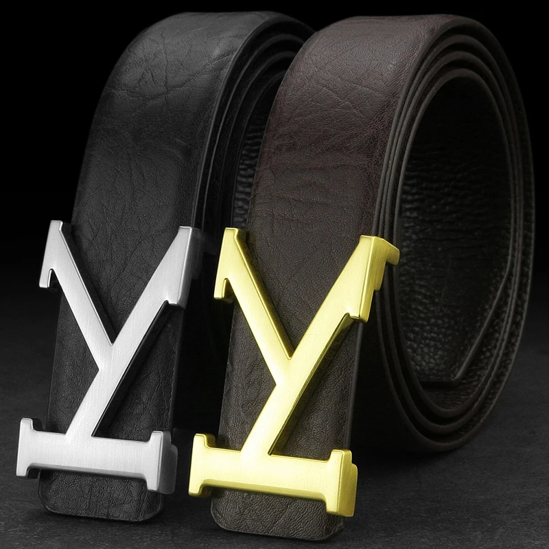 New Black K Letter Belt Men\'s Luxury Fashion High Quality Belt Leather Designer Men\'s Belt Coffee Color Cowskinceinture