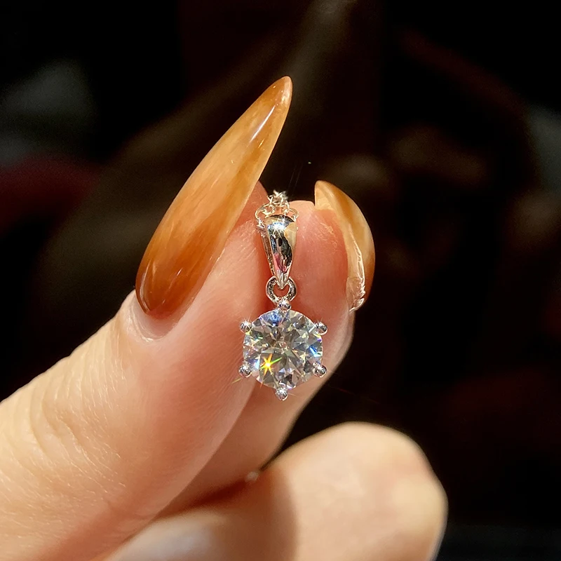 GRA 1-3CT Classic Round Certified Moissanite Diamond Dating Wedding Necklace For Women Real 925 Sterling Silver Luxury Jewelry
