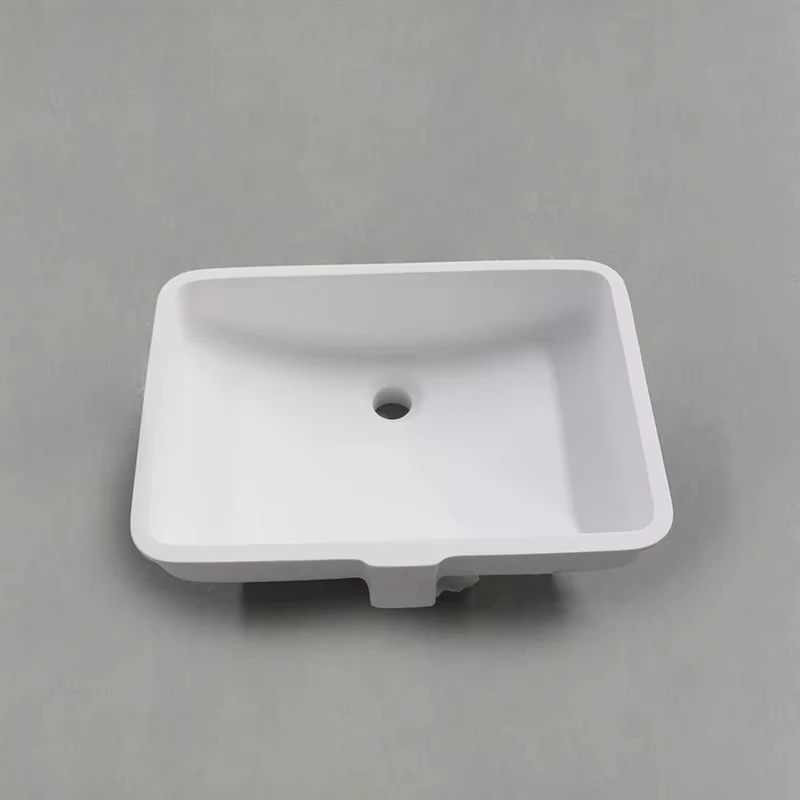

Install sink bathroom wash basin under solid surface stone with overflow hole