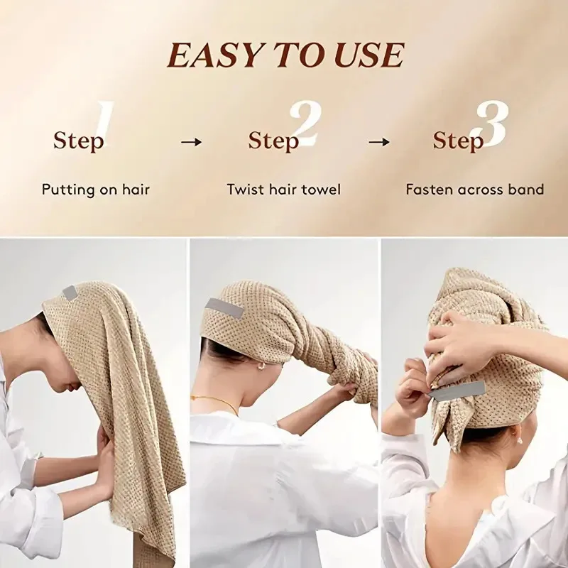Ultra Absorbent Extra Large Microfiber Hair Towel Wrap Quick Dry Hair Towel Wrap With Elastic Band Soft Hair Towel Wrap Turban view 5