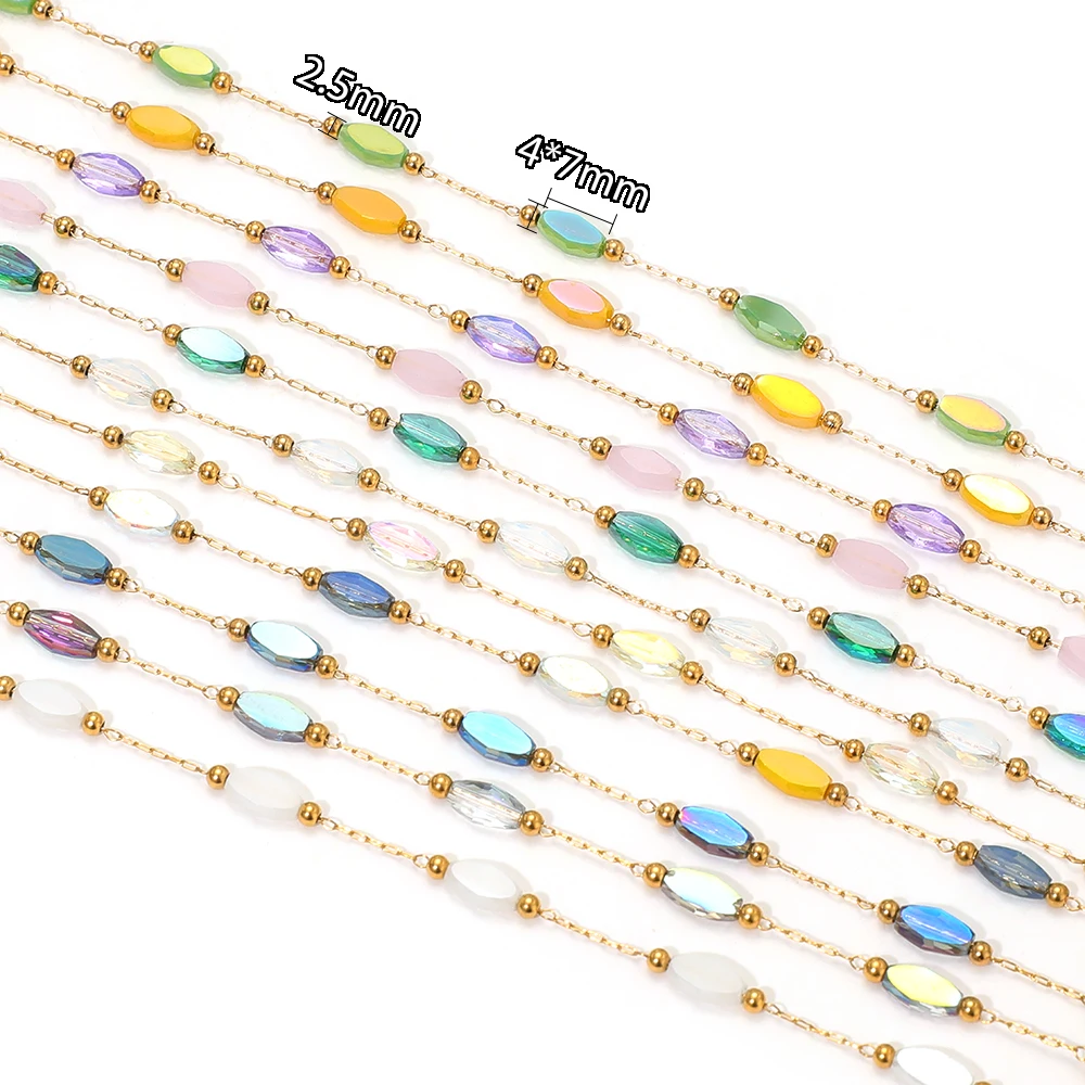 1 Meter Edelstahl-Goldperlen-Kristall-Rhombus-Ketten für DIY-Schmuckherstellung von Halsketten, Armbändern, Ohrringen und Zubehör – Detail 3