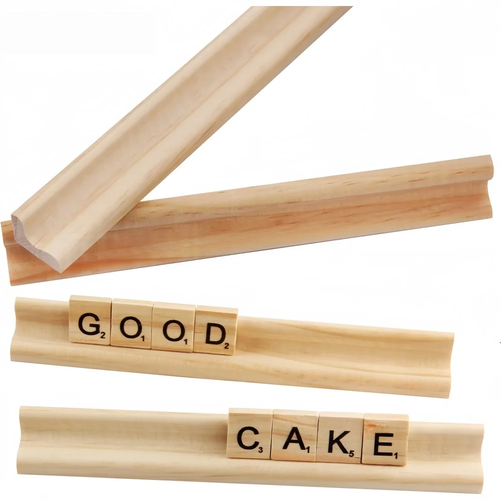 100 Piezas de Alfabeto de Madera, 1 Soporte para Fichas de Scrabble, Decoraciones de Madera para Manualidades, Adornos para Fiestas en Casa, Rompecabezas Digital