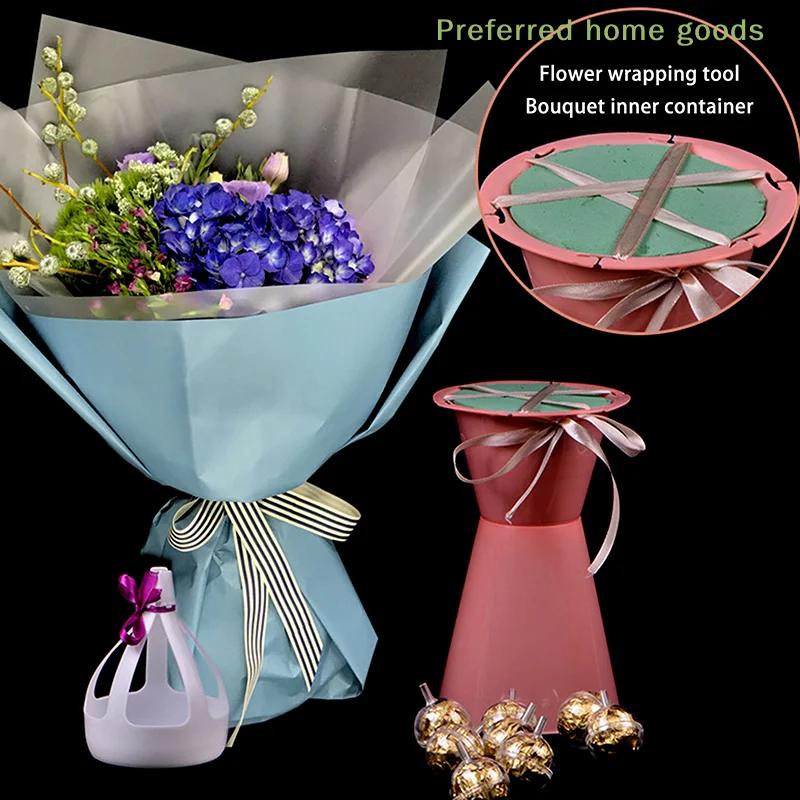 ZLinKJ Bouquet Packaging Liner Base Fresh Flower Packaging Tool Bouquet Inner Pot   Flower Arrangement Bucket Wholesale