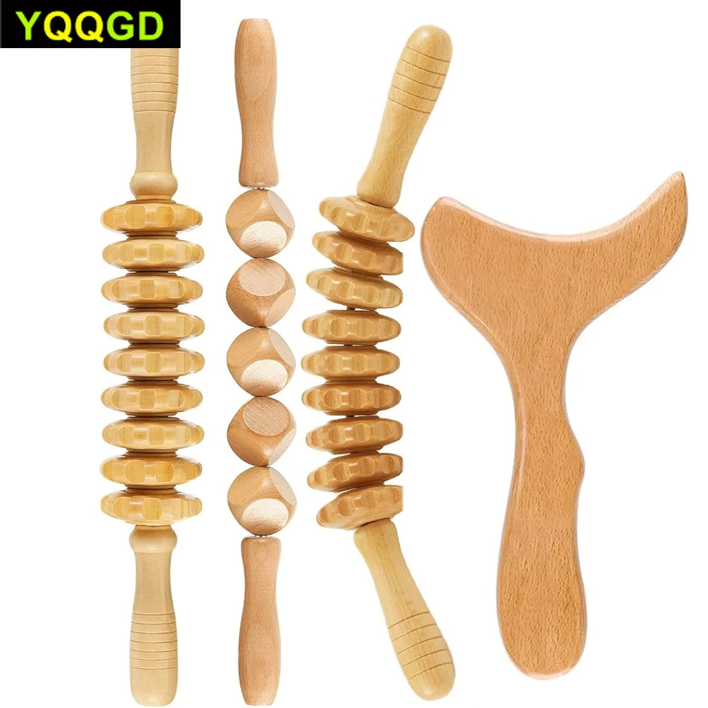 Wood Therapy Massage Tool Maderoterapia Kit Anti-Cellulite Massager Set Neck Massager for Body Shaping,Muscle Massage Relaxation