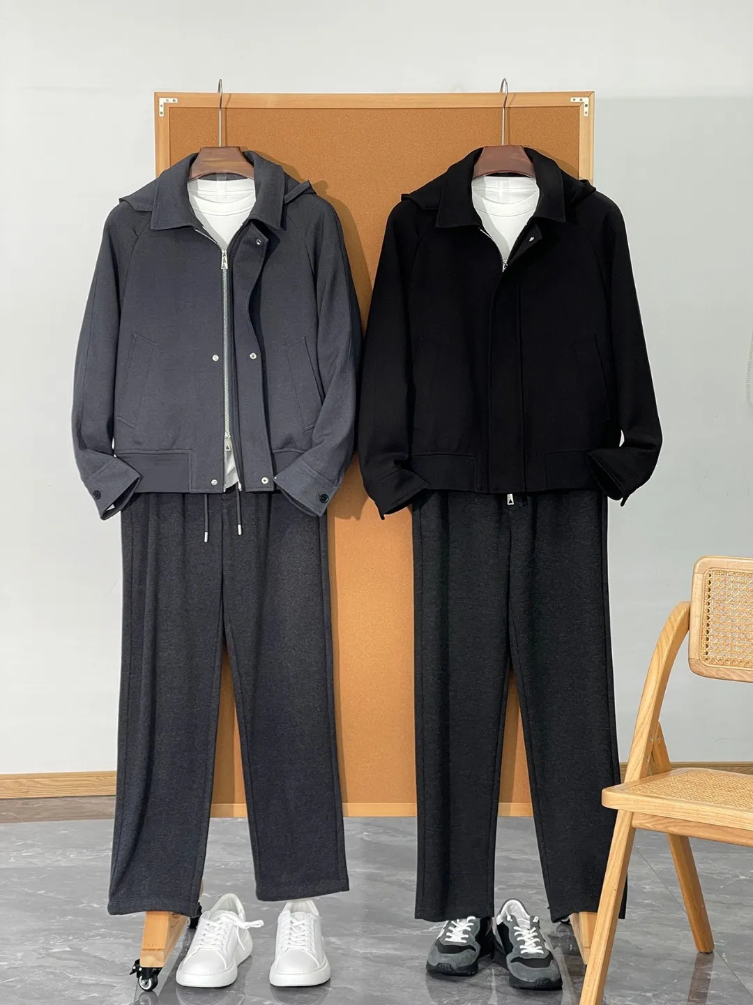 

Casual Cotton Jaet Men's Autumn Winter Faion Luxury Lightweight Wool Tech Fabric Hooded Coat Stand Fit MHTO Brand