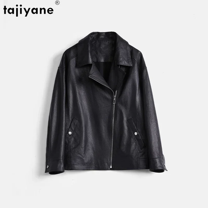 Tajiyane Real Leather Jacket Women American Retro Vintage Genuine Sheepskin Leather Coat Motocycle Loose Lapel Jackets Abrigos