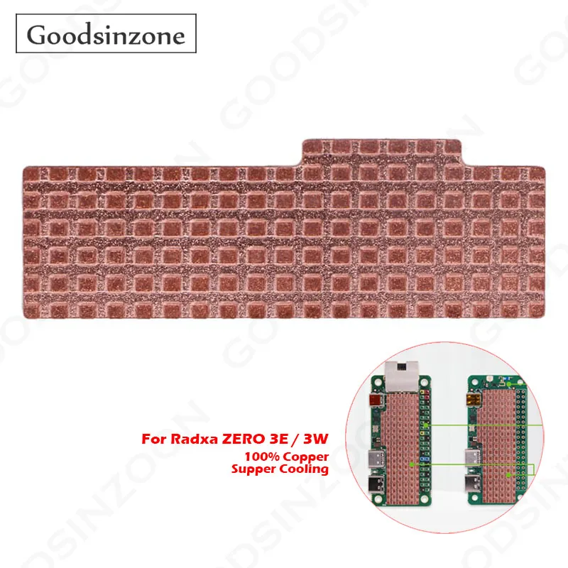 

Радиатор из 100% меди для Radxa Zero 3W 3E — предварительно нанесенная термолента и установка без инструментов