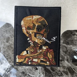 Burning Van Gogh Cigarette Skull Chevron Morale Badge Patches Tactical Armband Military Army Backpack Embroidery Stickers