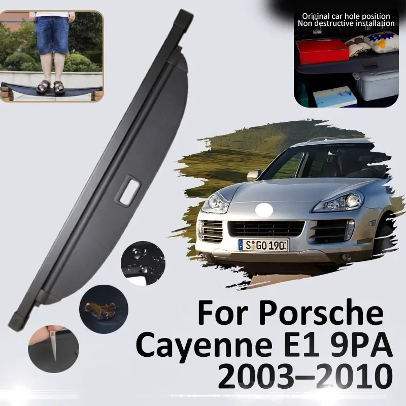 

For Porsche Cayenne E1 9PA 2003~2010 Car Rear Boot Trunk Curtain Cargo Cover Luggage Storage Partition Anti-peep Tray Accessorie