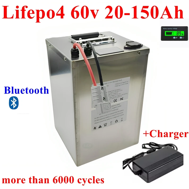 

CZW100Ah 60V 60Ah 80Ah 30Ah 60V 40Ah 150Ah 120Ah lifepo4 Литиевая батарея с Bluetooth APP BMS для скутера, лодки + зарядное устройство