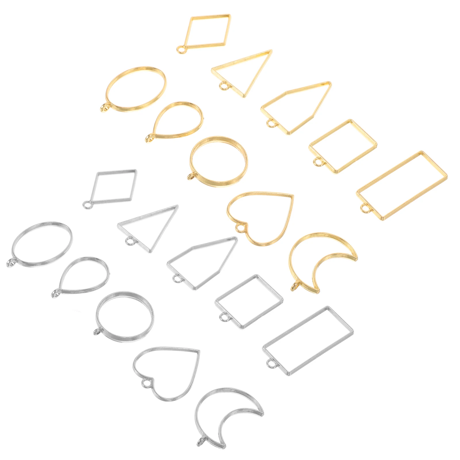 

20 Pcs Gold Hollow Border Jewelry Charms with Clasp Hook for Bracelets Carabiner Clips Pendant Bezels Making Necklace