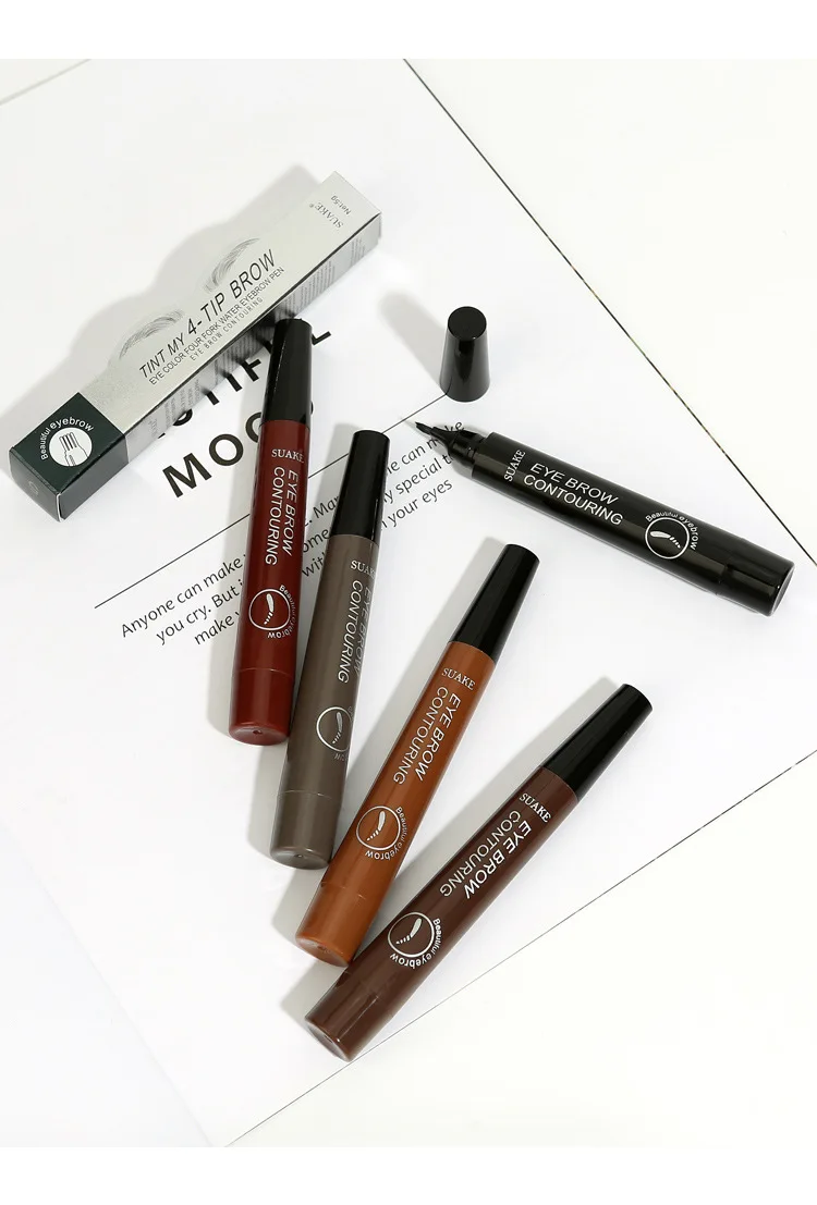 Lápis de sobrancelha líquido impermeável, Microblading Pen, Long Lasting Sobrancelha Tattoo Pen, 4 Oints, 5 Colors, Cosmetics