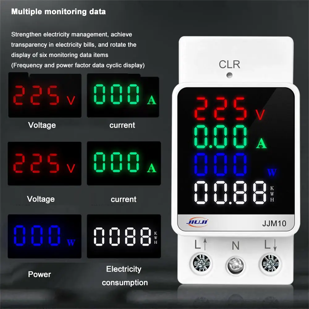 1~4PCS TOMZN 110V 220V 100A Current KWH Electric energy monitor meter VOLT AMP voltmeter ammeter Wattmeter din rail