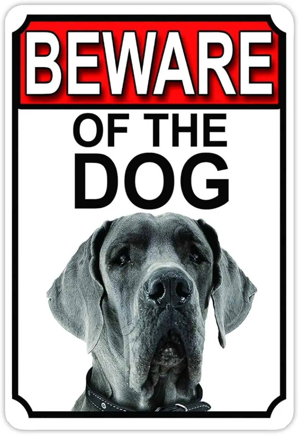 Funny Tin Metal Sign Beware of The Dog Aluminum Metal Sign Great Dane Aluminum Sign 8x12 inch Home Wall Art Decor Signs