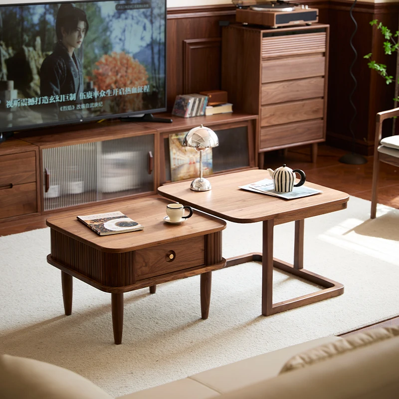 

Black walnut coffee table combination Nordic simple small apartment living room sofa side few cherry wood solid wood Japanese sq