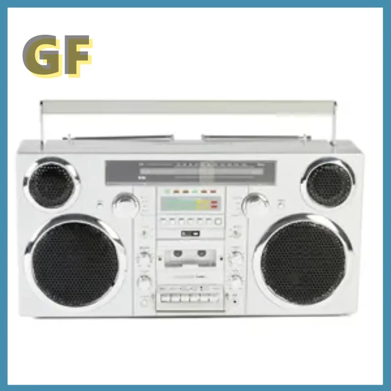 

-Style Portable Boombox - CD Player, Cassette Player, FM Radio, USB, Wireless Bluetooth Speaker - Silver