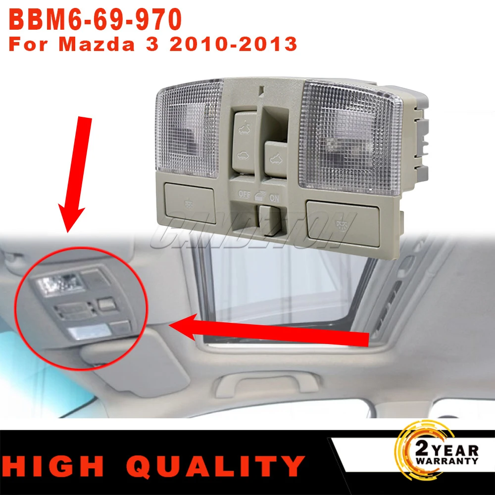 

New interior lights & Sunroof Switch Button For Mazda 3 2010-2013 Car Dome Light Gray Fit Interior Replacement BBM6-69-970