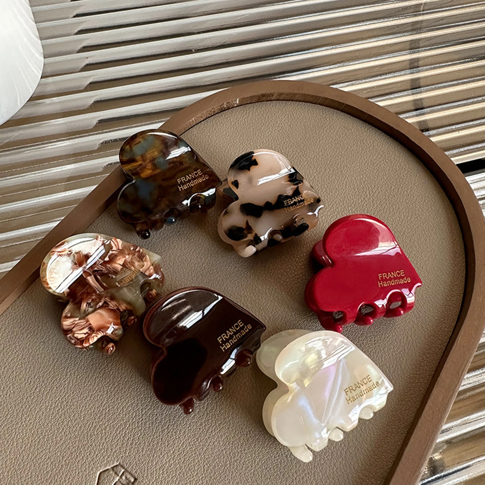 Pinza para el pelo pequeña, cangrejos de acetato para niñas, pinzas para el pelo en forma de corazón, horquilla informal para niños y mujeres, accesorios para el cabello
