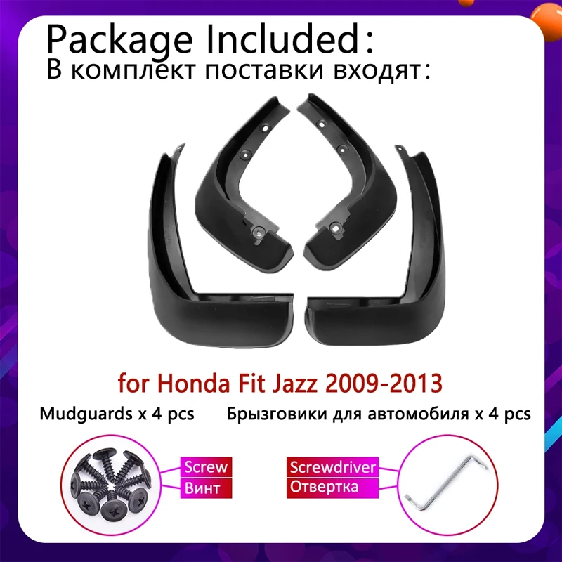 4PCS Rear Mudguards For Honda Fit Jazz 2009 2010 2011 2012 2013 Cladding Splash Mud Flaps Guards Mudflap Protect Car Accessories