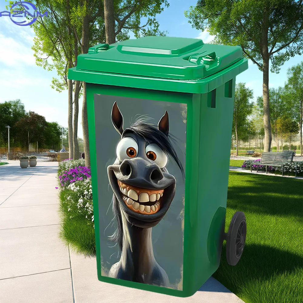 One Humorous Horse-Themed PVC Sticker for Trash Cans, Featuring Waterproof And Removable Adhesive. Perfect for Decorating Tras