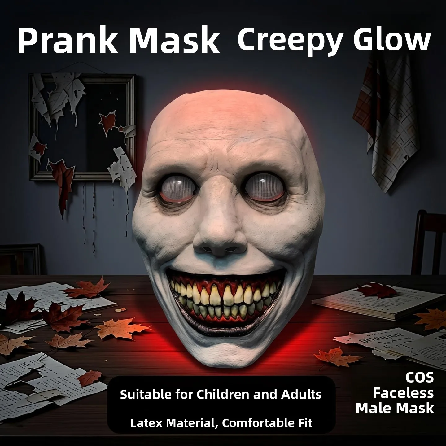 Máscara de Payaso Diabólico para Fiesta de Halloween, Máscara Facial Completa, Accesorios de Broma Aterradores, Máscara de Payaso Espeluznante Universal para Adultos y Niños