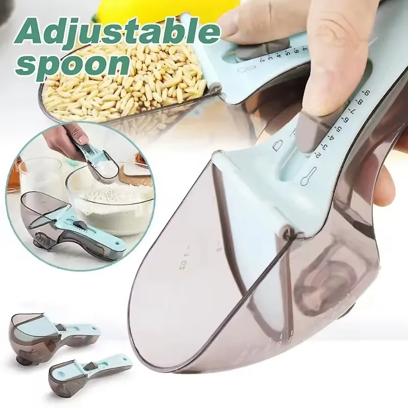 

1Pc Adjustable Measuring Cup And Measuring Spoon Plastic Spoon Measuring Cup With Handle For Dry And Liquid Kitchen Tool