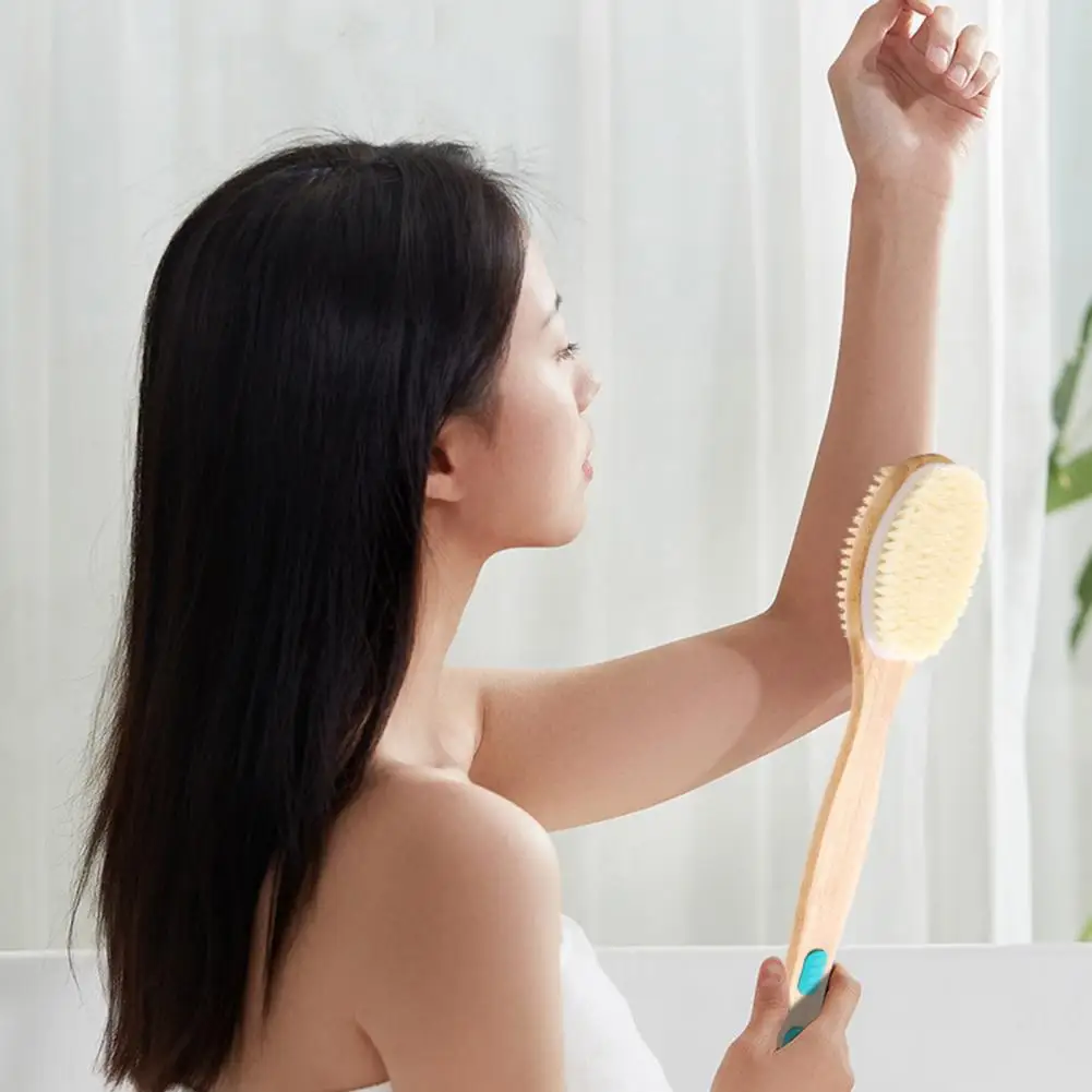 Dual-Sided Shower Brush Long Handle Back Scrubber Brushing Exfoliator Body Scrubber Gentle Exfoliating Bath Brush