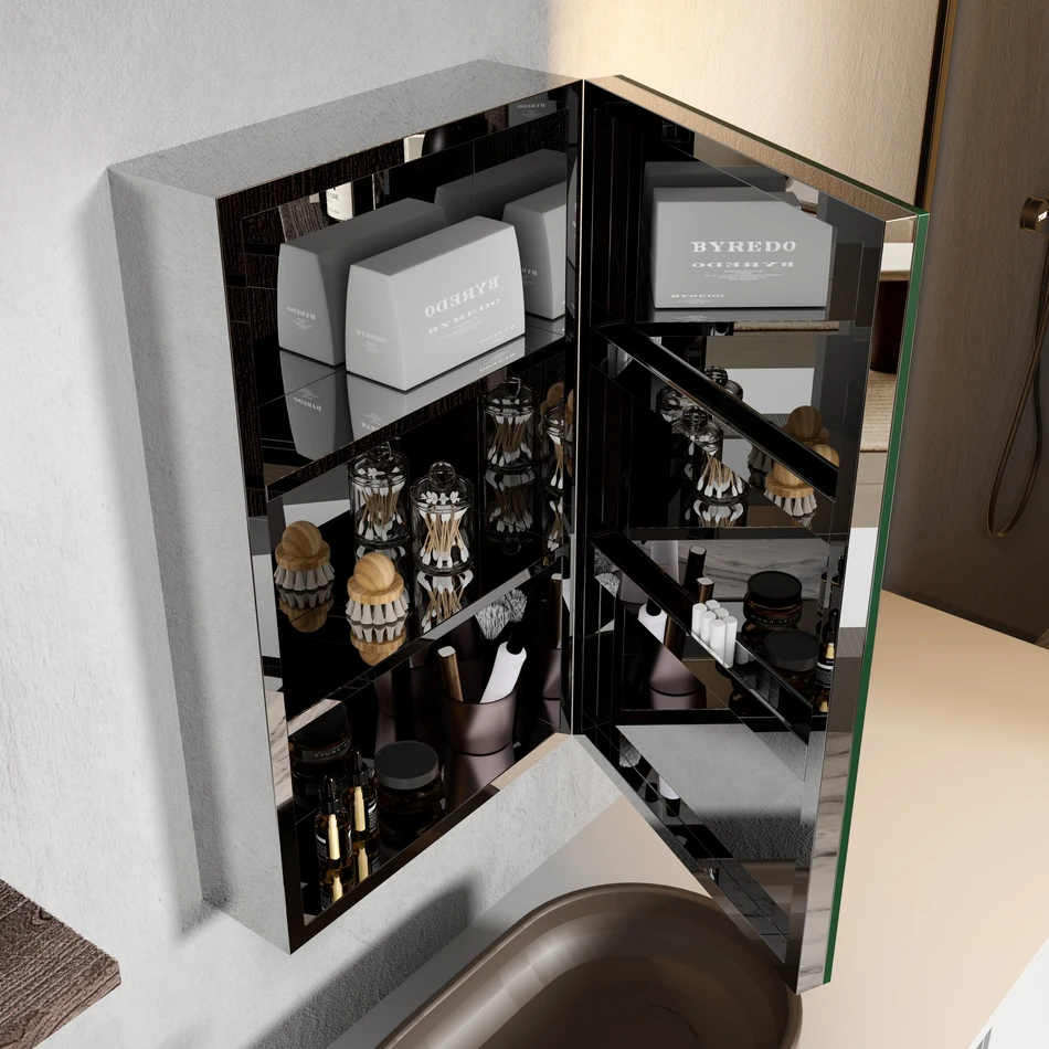 Practical Small Mirror Cabinet with LED Light IP44 Waterproof Smart Touch Storage for Bathroom Vanity Organization