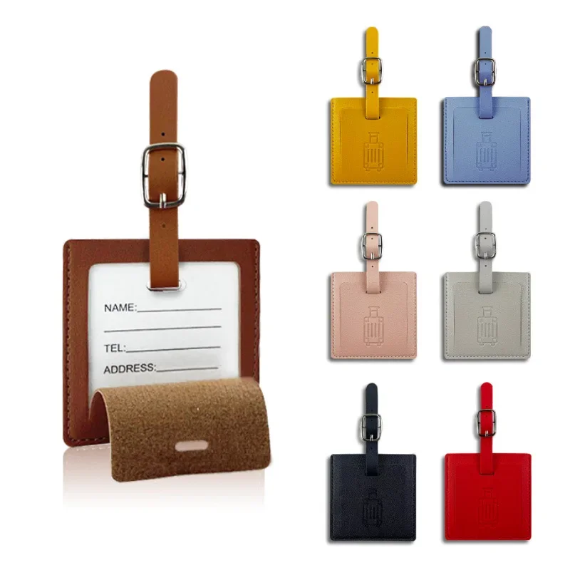 

Business-Style Square Luggage Tag for Air Travel - Durable Wear-Resistant PU, Removable Contact Info Card & Secure Quick-Attach