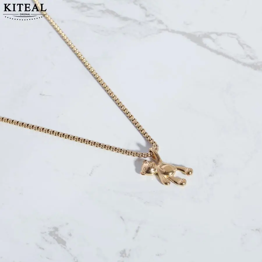 KITEAL online shopping india Gold color necklaces & pendants Little Bear Pendant Necklace bead necklace floating charms