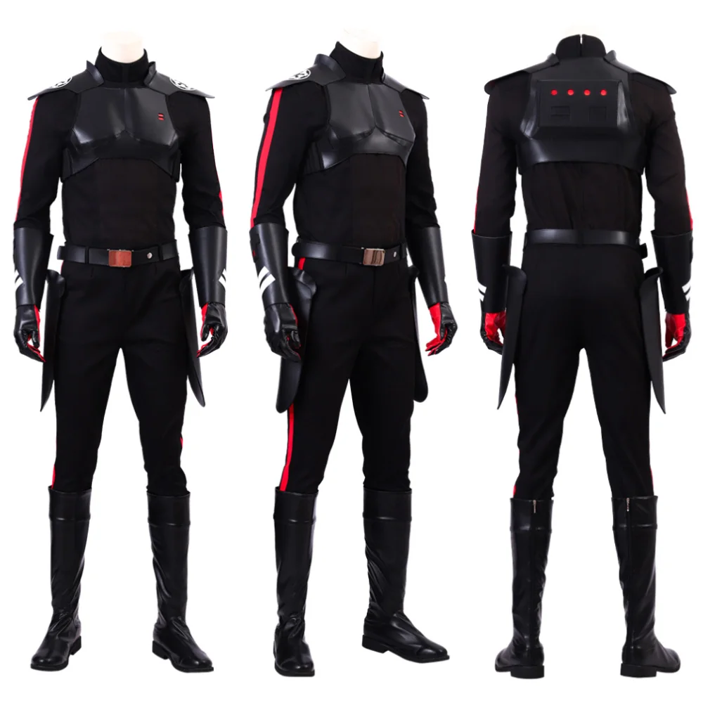 SW Fallen Order Cal Kestis Costume Mens Battle Suit Black Leather Cosplay Outfits Full Set Halloween Party Role Play Uniform