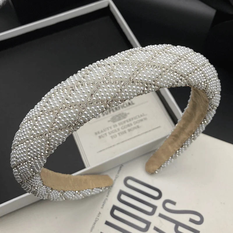 Fashion diamond hairpin hoop women's light luxury and foreign style high skull top hair binding headdress out pressing Headband