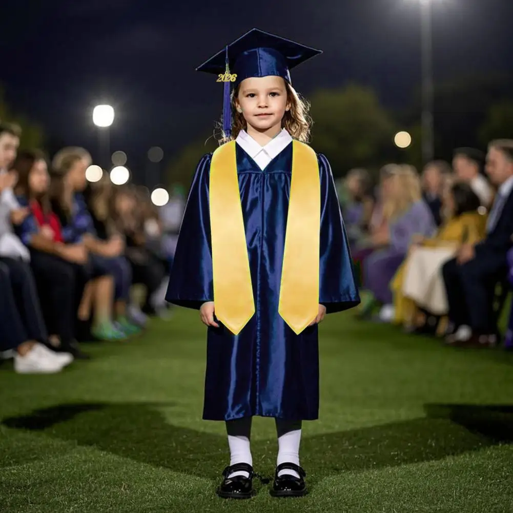 Stretchy Kindergarten Graduation Costume 2026 Kids Graduation Gown Set 3-piece with Cap Sash Preschool Kindergarten Ceremony